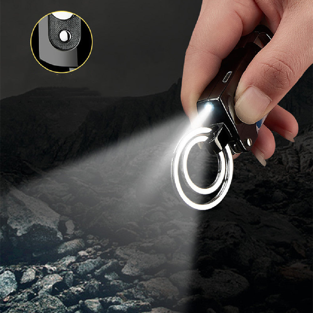 Multi-function Keychain with Cigarette Lighter, LED Flashlight, Nail File, Knife, Bottle Opener , Flathead Screwdriver