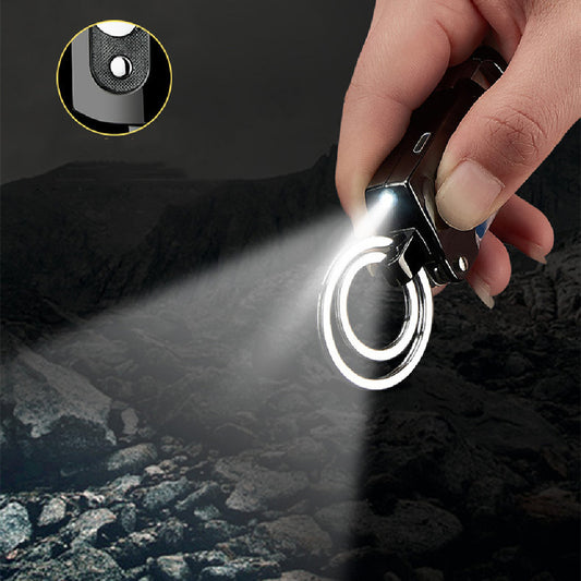 Multi-function Keychain with Cigarette Lighter, LED Flashlight, Nail File, Knife, Bottle Opener , Flathead Screwdriver